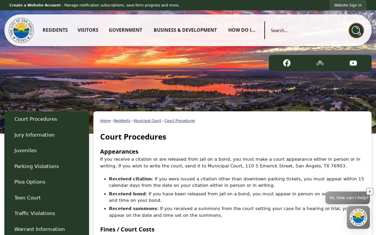 Tom Green County traffic court appearance and payment procedures