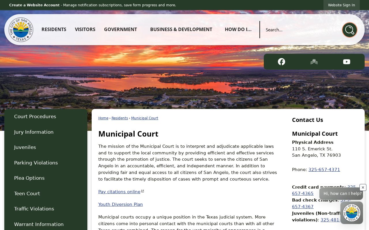 Official San Angelo Municipal Court contact and jurisdiction page