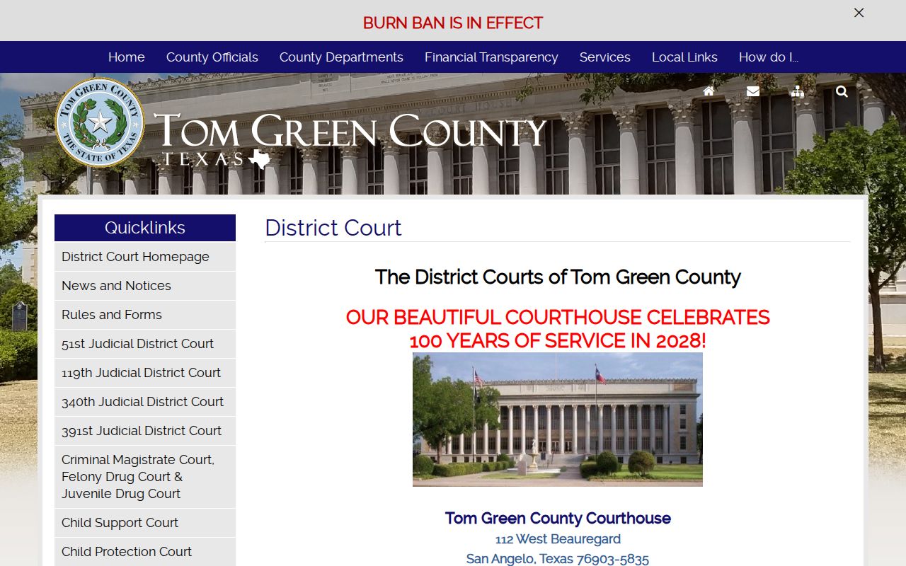 Tom Green County court docket courthouse and four district courts